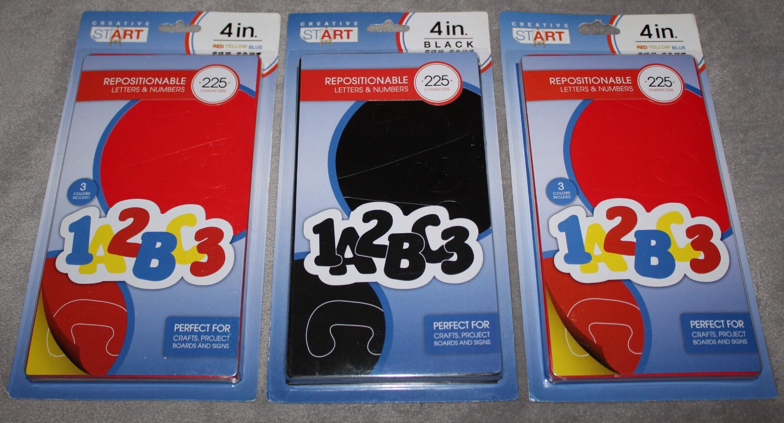 Creative Start Repositionable 4" Tall Color & Black Letters & Numbers NEW