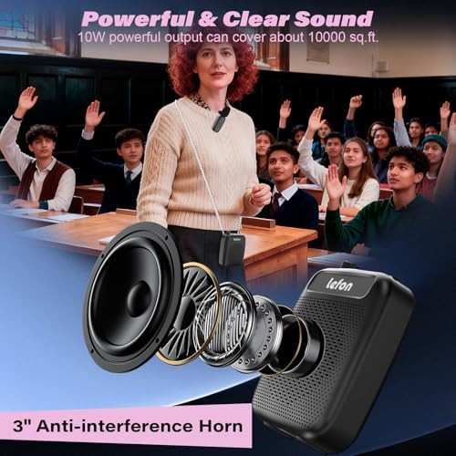 Wireless Voice Amplifier with Lavalier Microphone, Portable Rechargeable Black