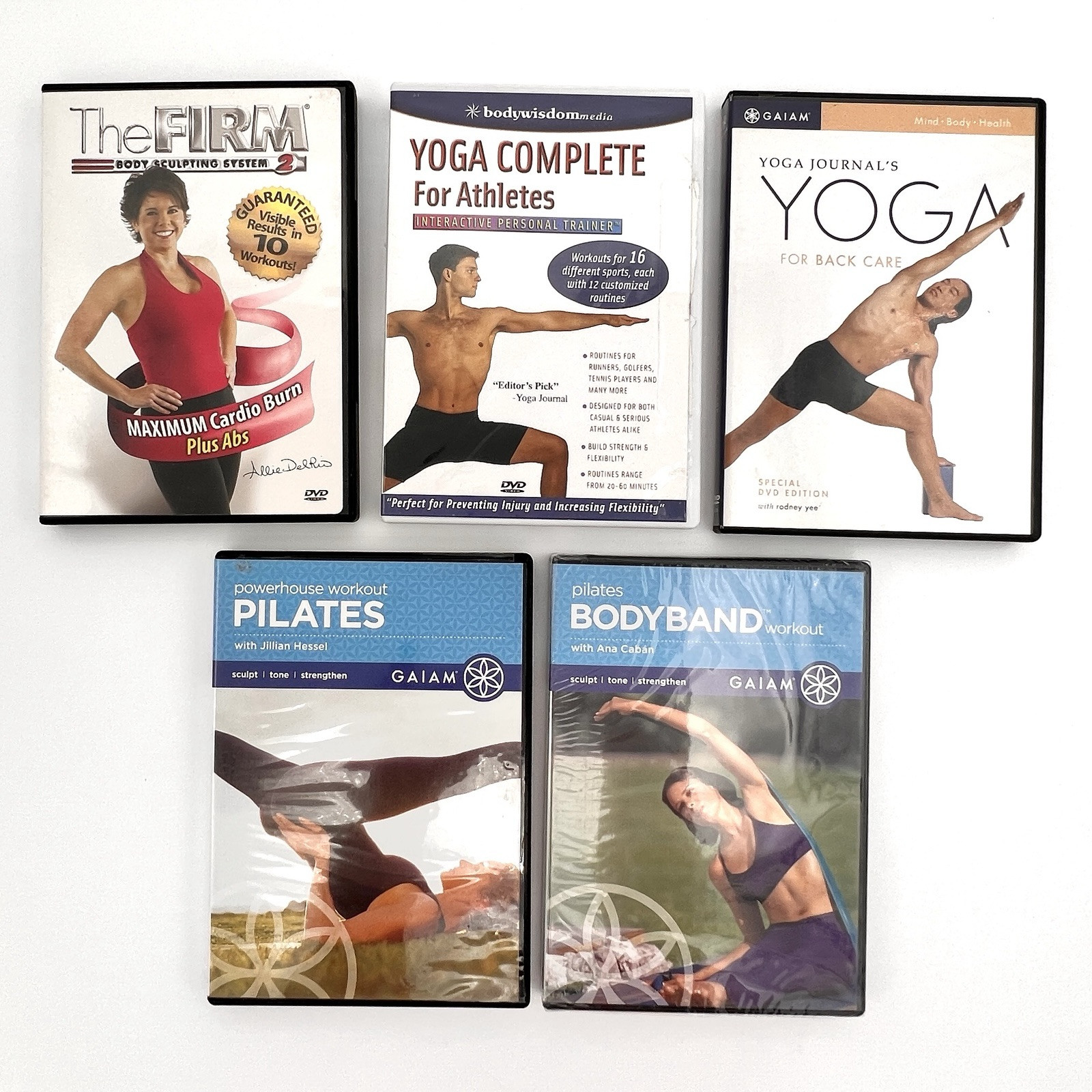 Fitness Exercise Workout DVDs - Lot of 5 - Pilates, Yoga Body Sculpting, Cardio