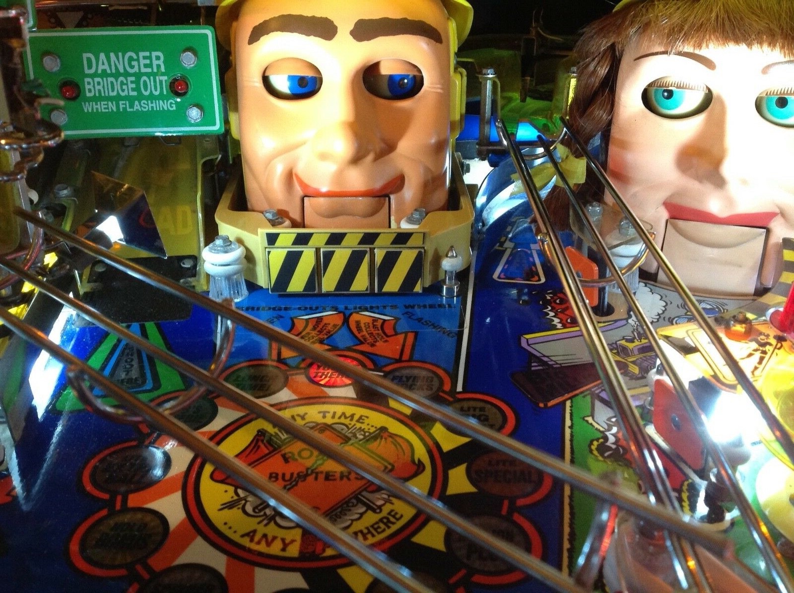 Williams Roadshow pinball machine  Ted's bulldozer decals.