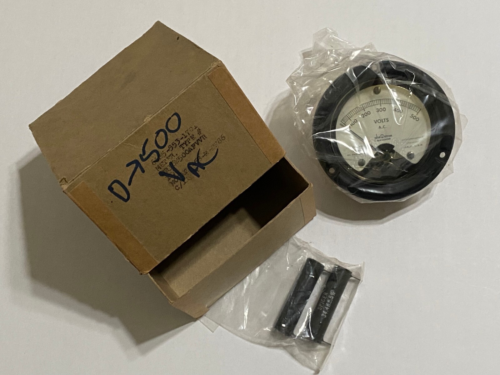 Phaostron Ruggedized 0-500 Volt MR36W500AFVVR 370-10247 Panel Meter -Cracked