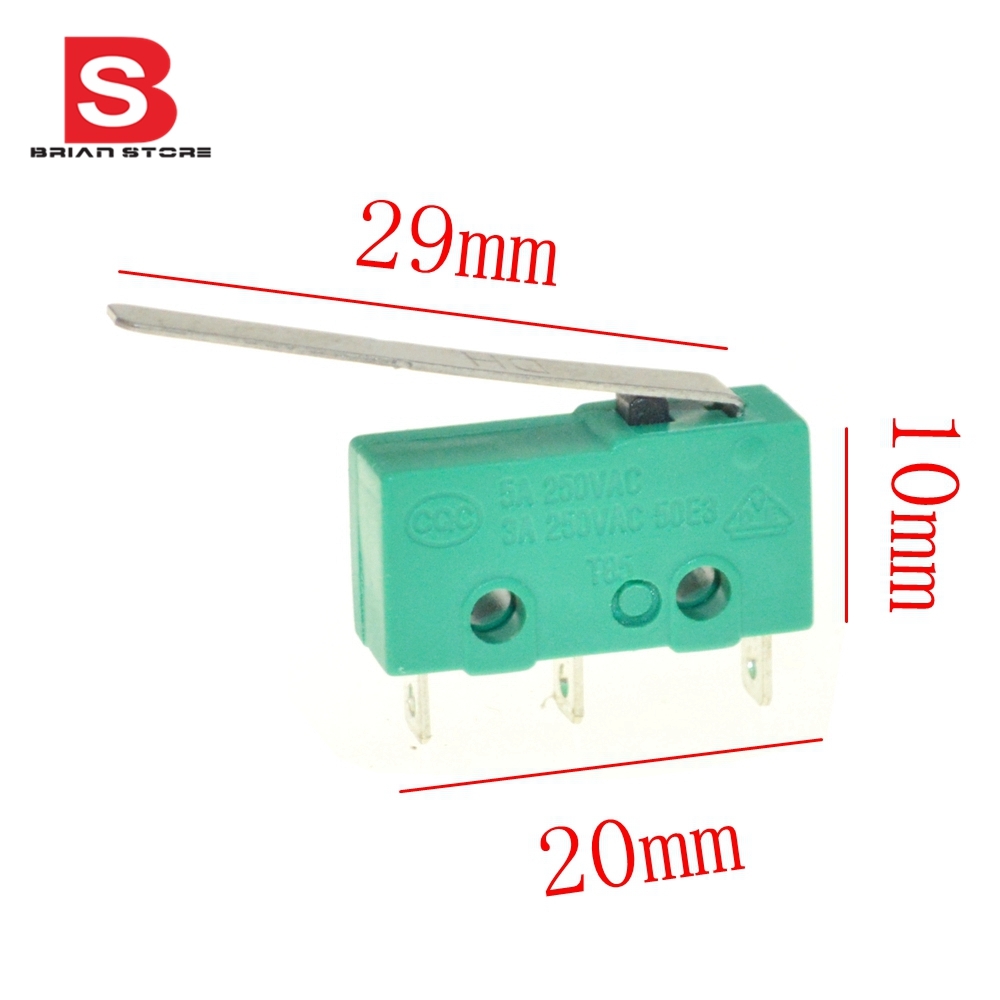 10PCS Micro Limit Touch Switches NO NC With 29mm Long Lever 3a/5a 125VAC 250VAC