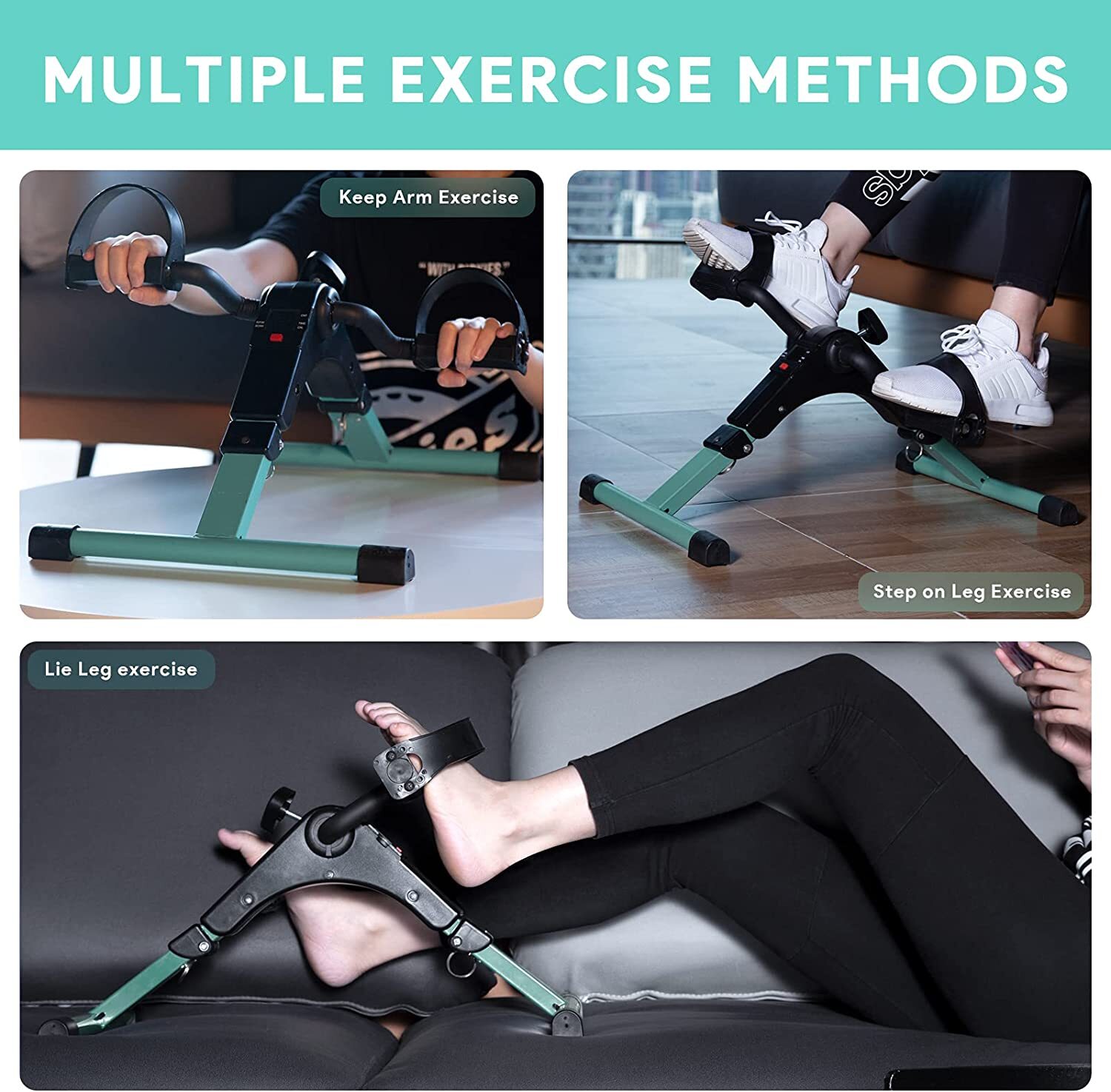 Foldable Mini Exercise Bike Cycle Mini Stepper Bike Pedal Exerciser LCD Display