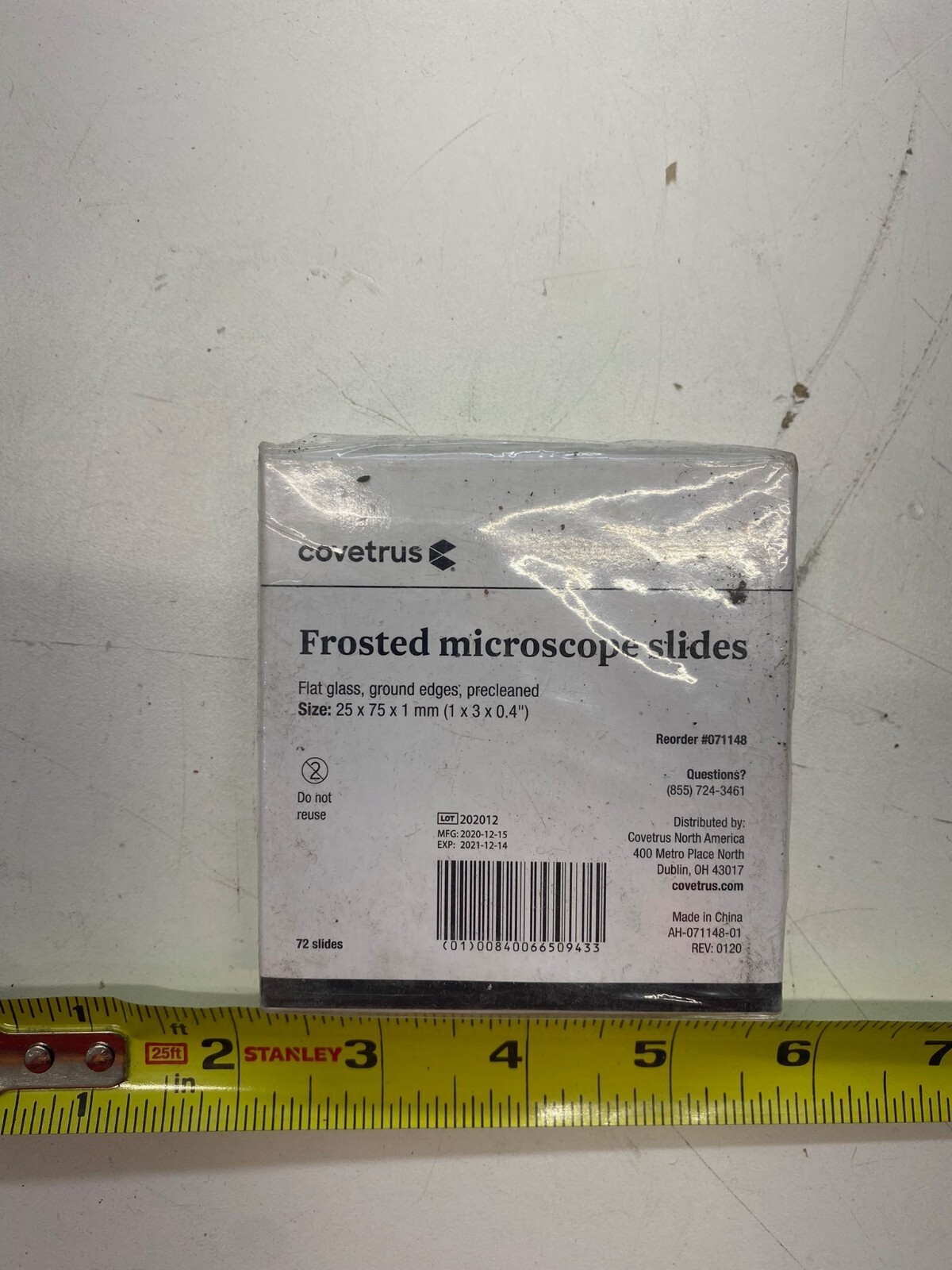72 Pack Covetrus Microscope Slides Frosted (One Side) 25mm x 75mm x 1mm #071148