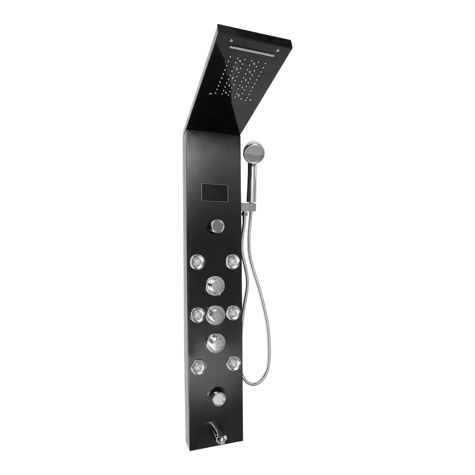 Hydroelectricity Display Rain Massage Full Body Shower System with Jets Black