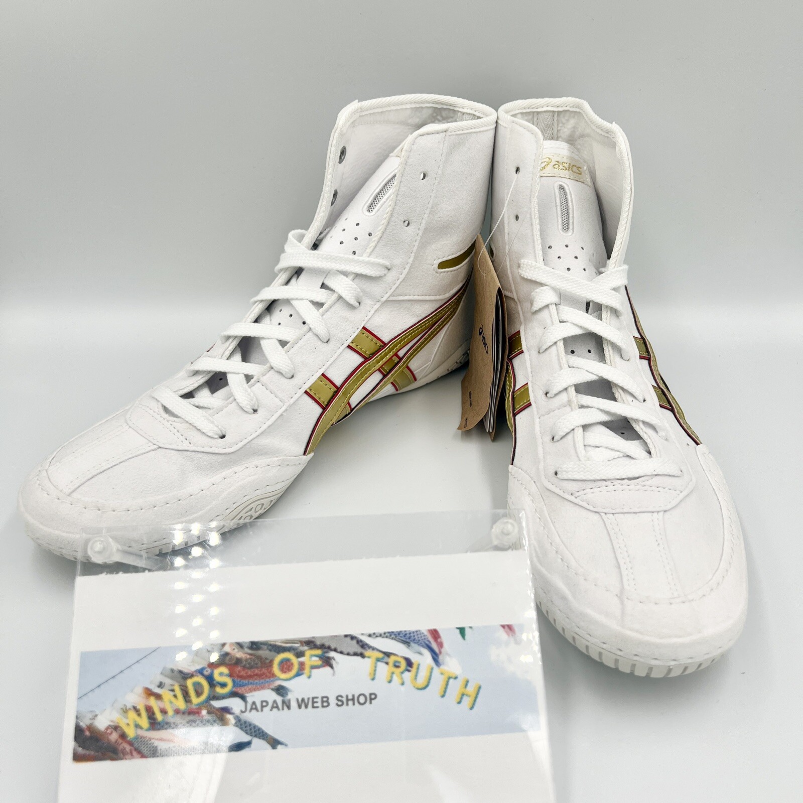 Asics Wrestling Shoes 1083A001 EX-EO special order white x gold red edge New