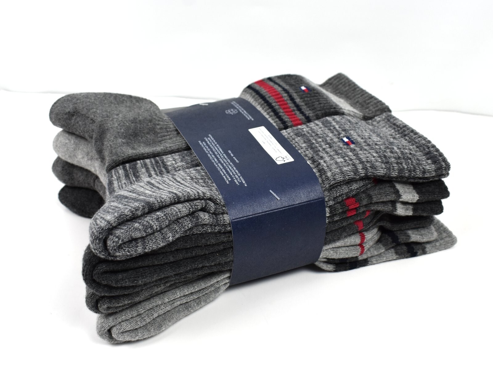 Tommy Hilfiger Men's Cushion Crew Socks 8 Pairs, Fit Men's Shoe Size 7-12