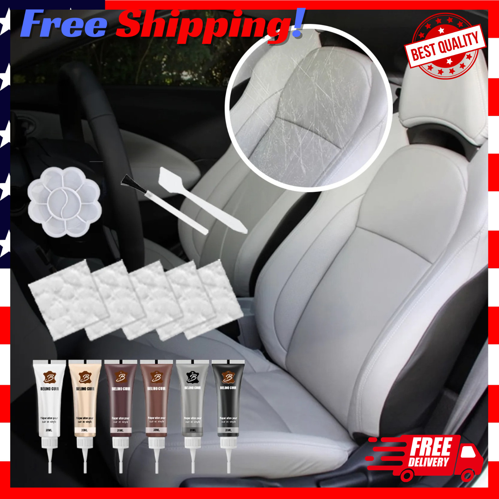 Advanced Leather Repair Kit Filler Vinyl DIY Car Seat Patch Sofa Rip Holes 20ml