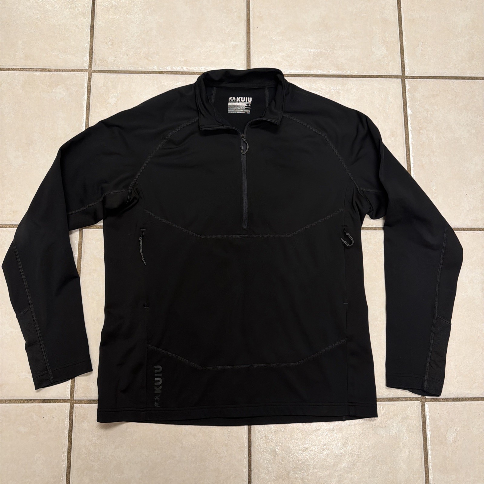 Kuiu Hybrid 2.0 210 1/4 Zip BLACK Men’s L Hunting Jacket Pullover NICE Mid Layer