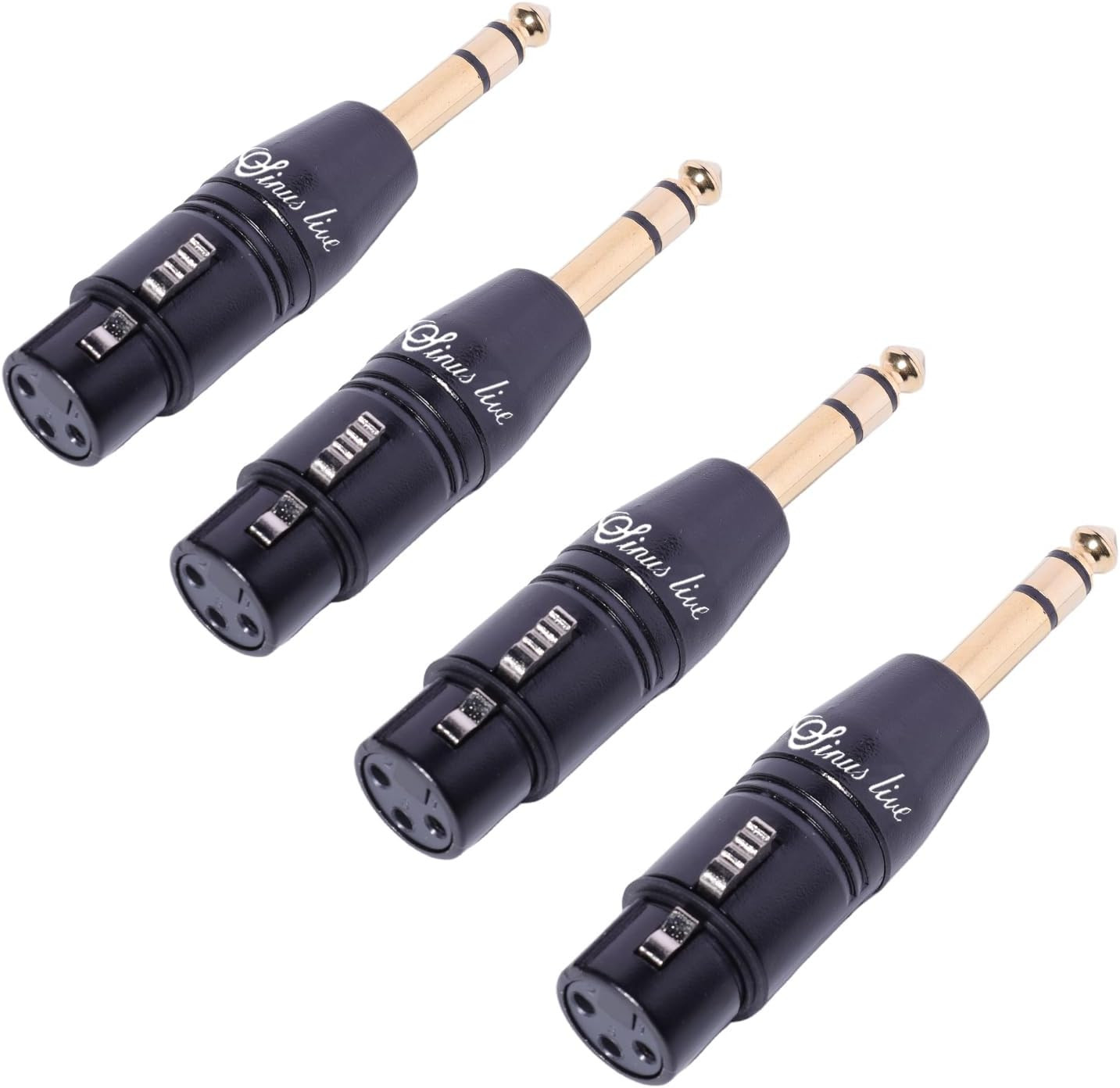 4 Packs Real Gold XLR Female Male to 1/4" TRS Adapter, Balanced XLR to Quarte...