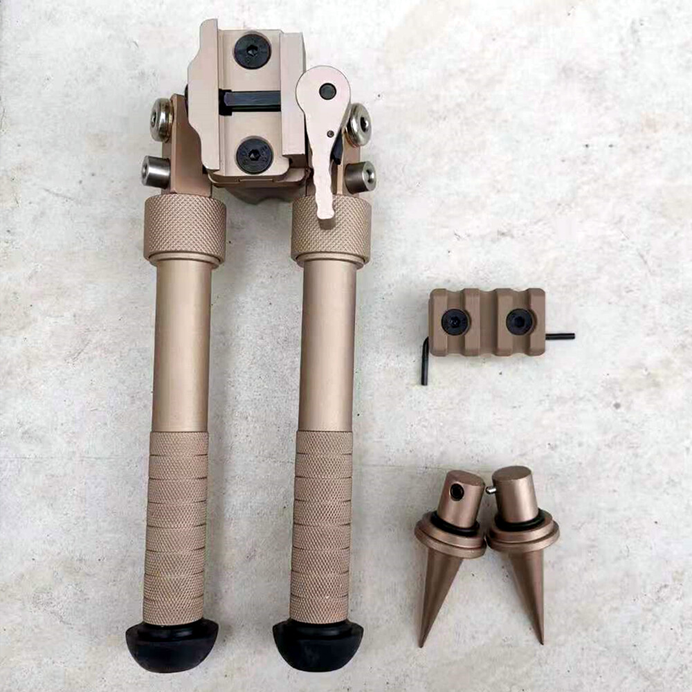 6.5-9Inch QD Rail Mount Rifle Bipod with Spike Feet and 3Slot Mloc Rail