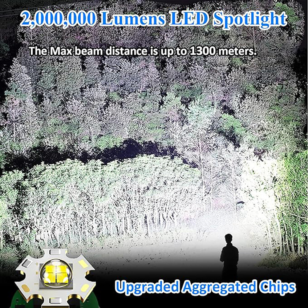 Rechargeable Spotlight 3000000 Lumens Led Spot Lights Outdoor Flashlight Tripod