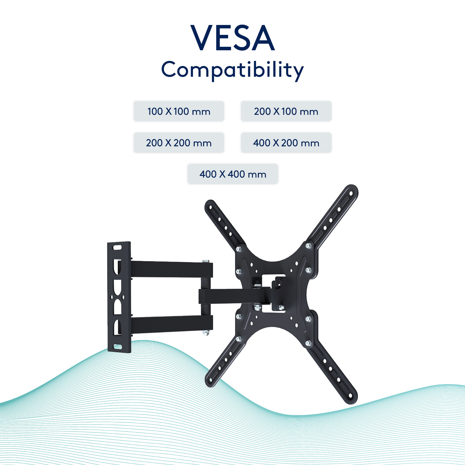 VESA Bracket 23-55 inch Full Motion Swivel Tilt for Gaming & Home Theater
