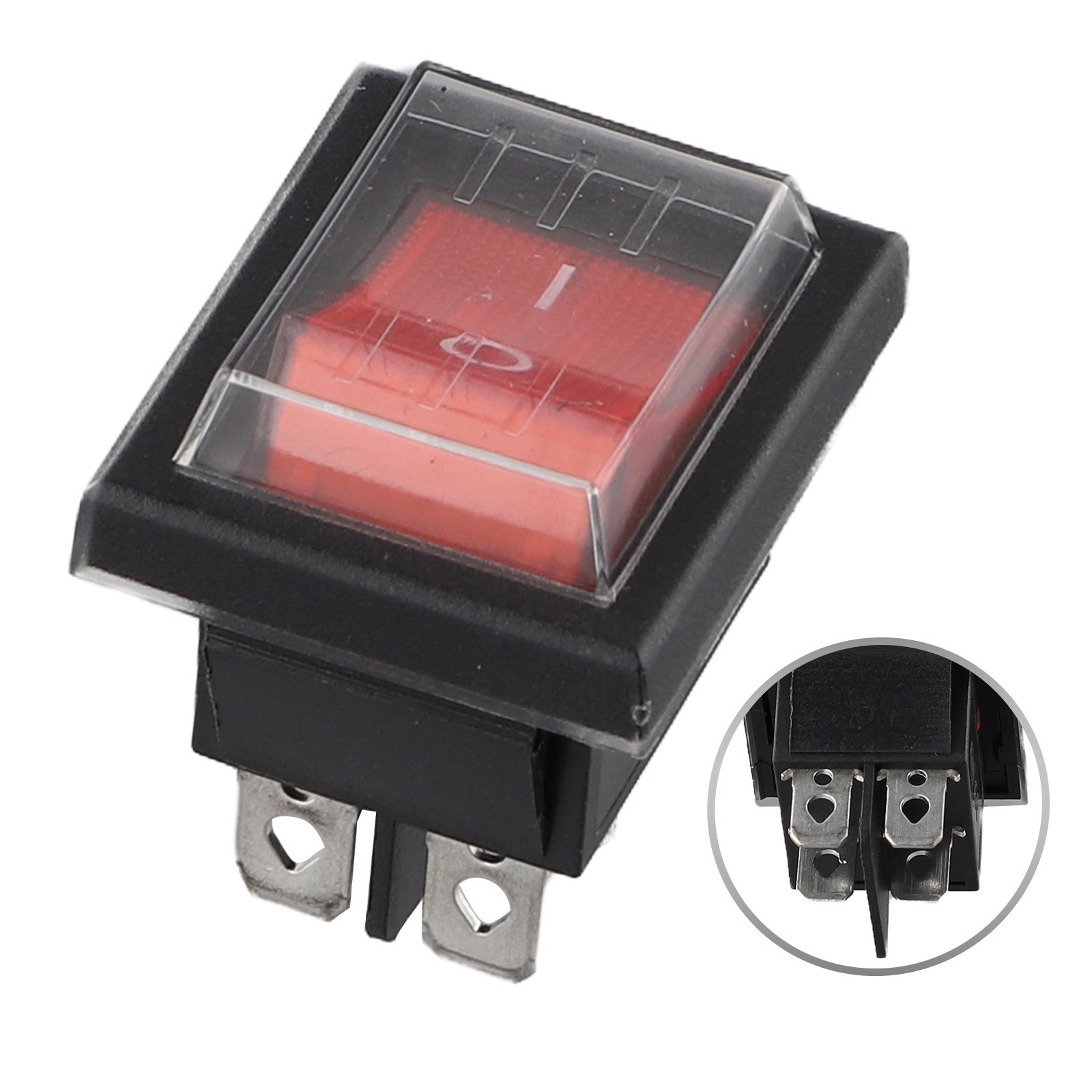 Rocker Switch With Waterproof Cover Device Switch 2 Poles (4 Pins) 16A 250 New