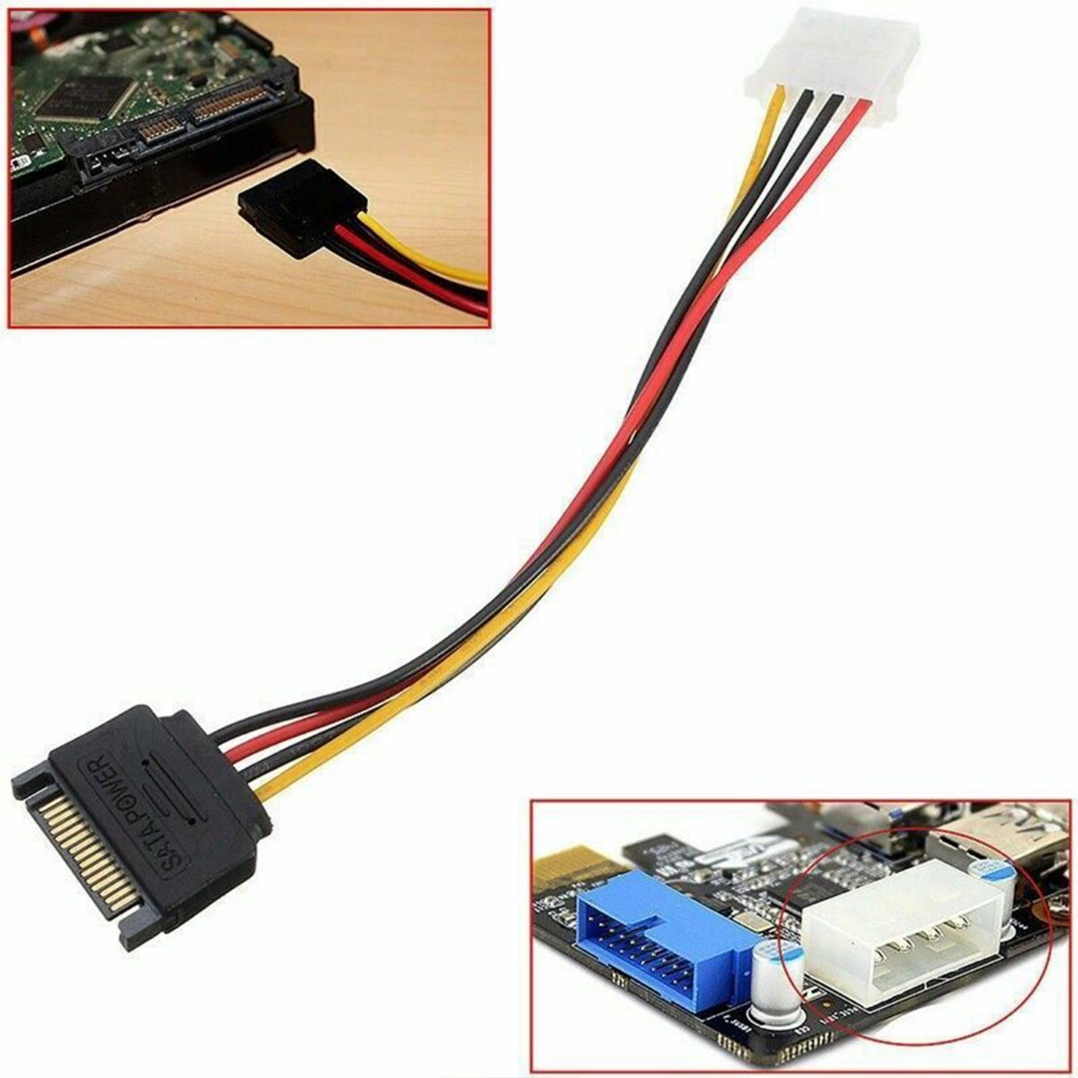 Molex To SATA Power Cable Adapter PC Compatible Durable