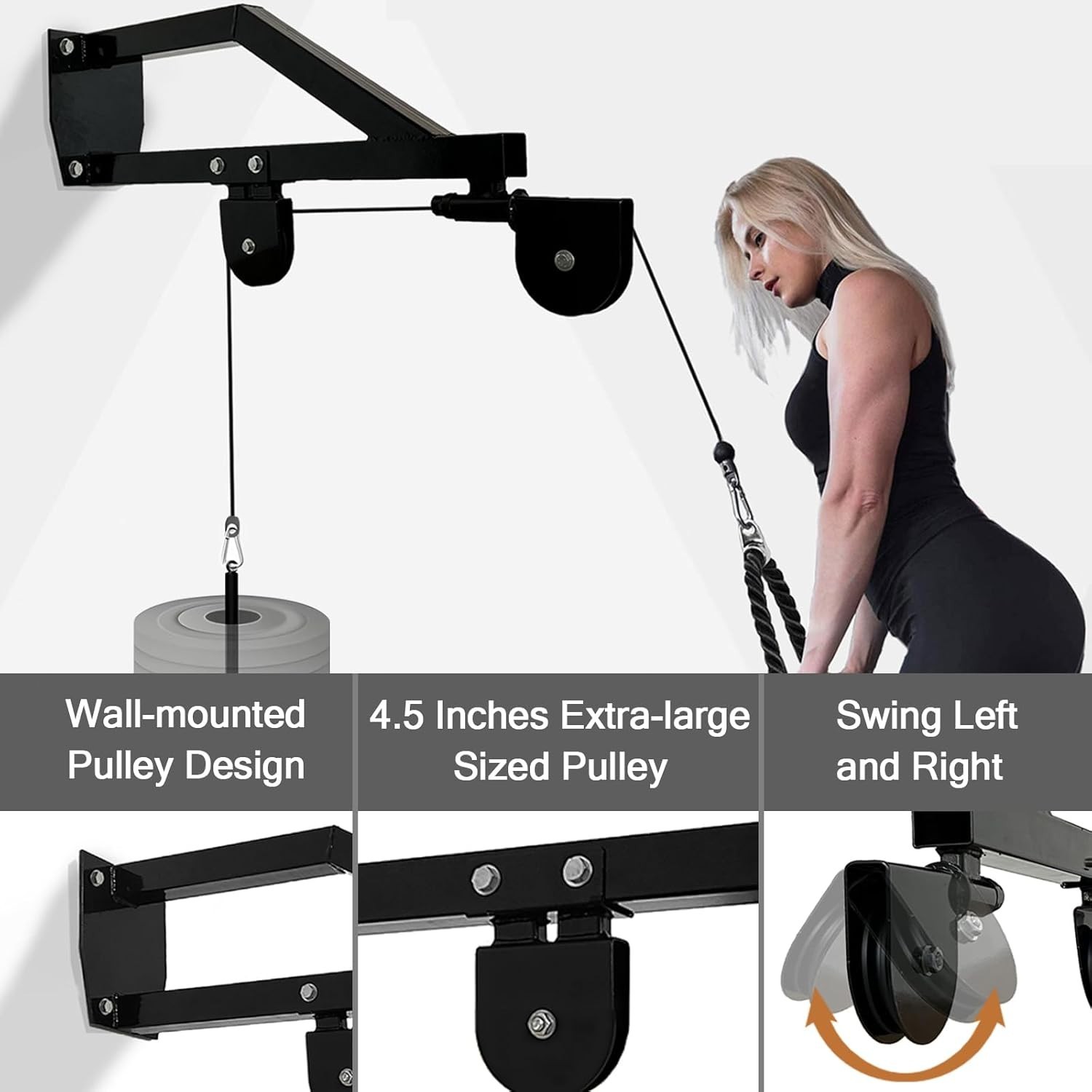 36.9" Oversized Wall Mounted Pulley System Gym LAT Pull Down Cable Attachments