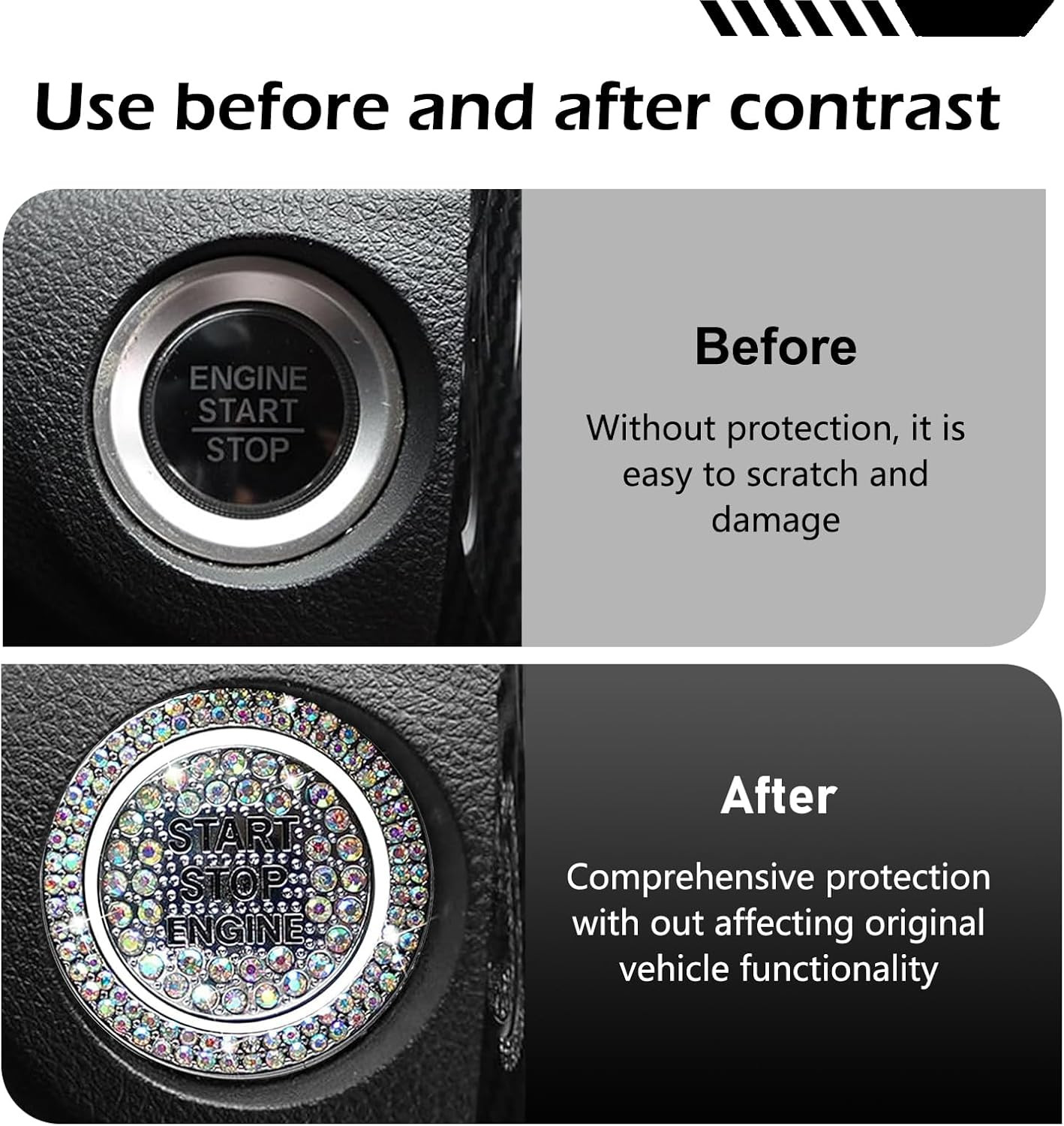 Bling Car Engine Start Button Cover, Sparkling Diamond Push Start Button Decorat