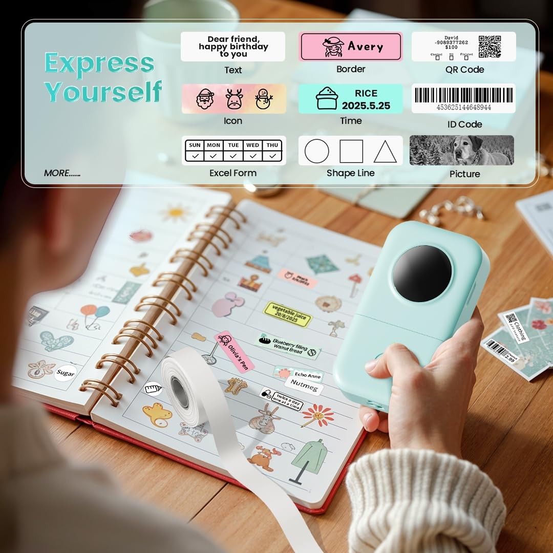 Phomemo D30 Label Maker Machine Portable Bluetooth Mini Label Printer