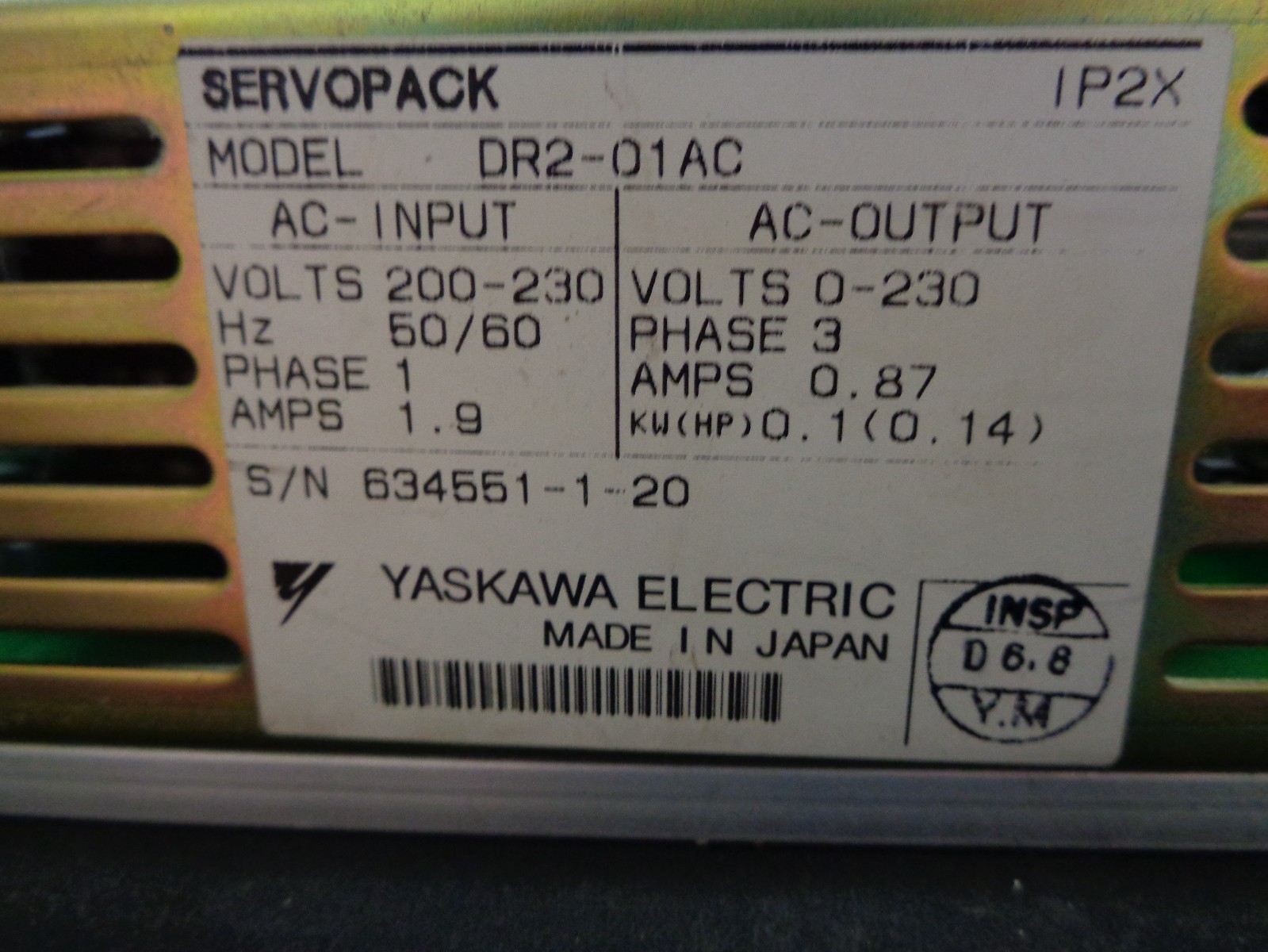 Yaskawa Servopack DR2-01AC