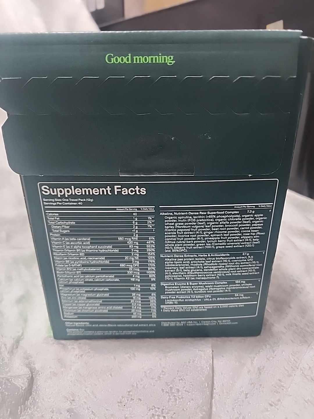 AG1 Daily Foundational Nutrition, 40-Count Exp. 12/2026