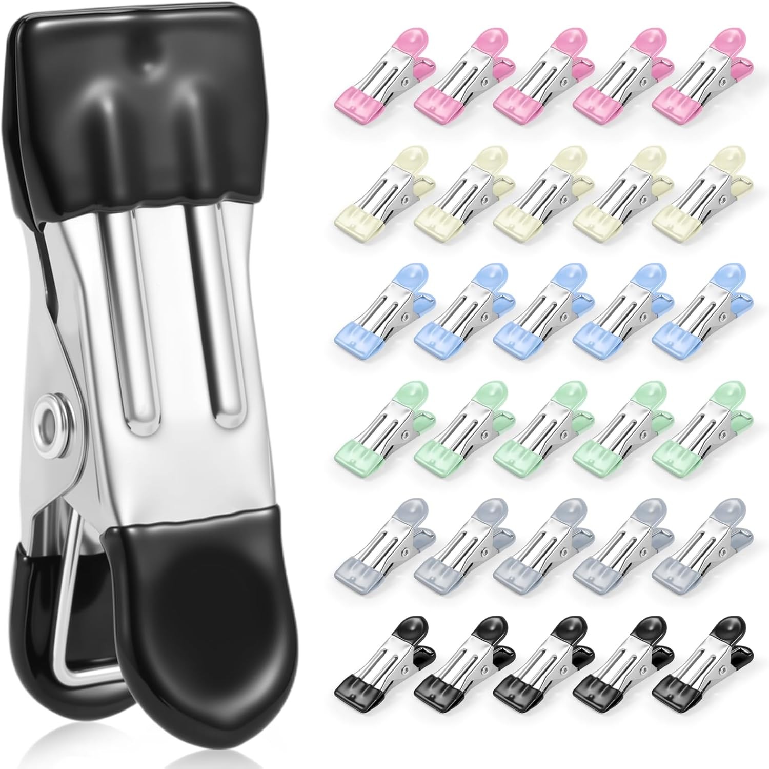 Clothes Pins 30 Pack Chip Clips 2.17 Inch Metal Chip Bag Clips Food Clips for