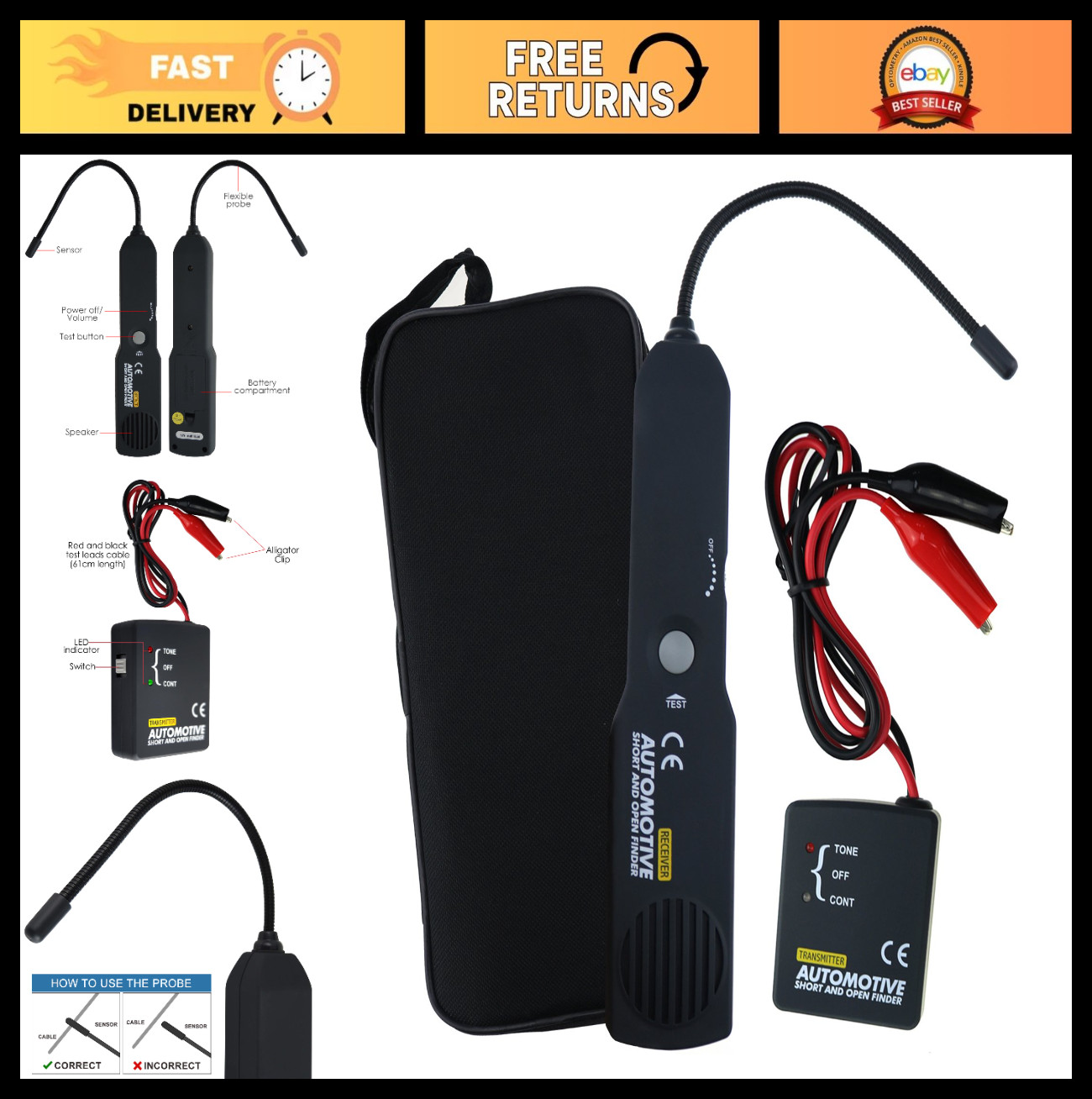 Electrical Circuit Tester Cable Tracker, Automotive Wire Tracer, Short/Open Find