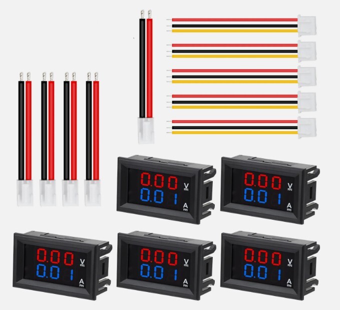 5Pcs DC 100V 10A Voltmeter Ammeter Digital Volt Amp Meter Voltage Current Gauge