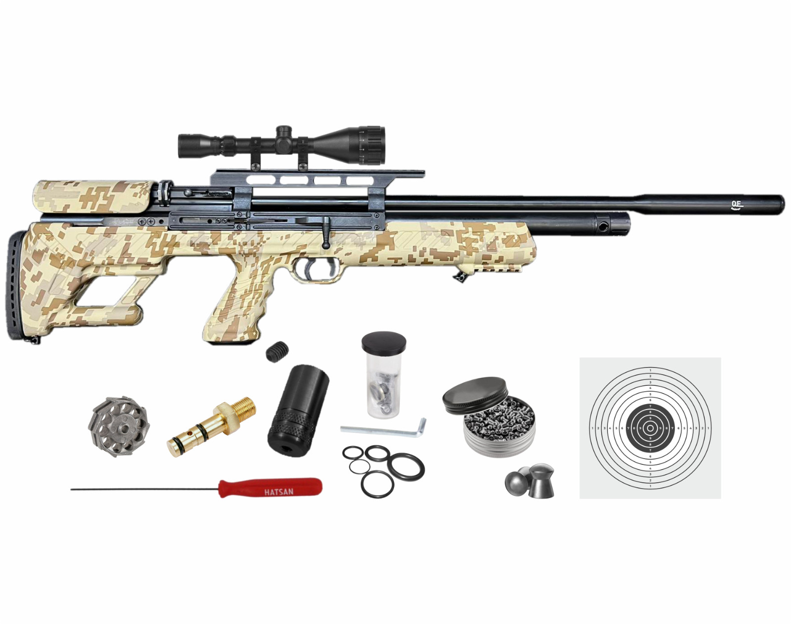 Hatsan BullBoss Limited Edition .25 Cal PCP DT Air Rifle w/Targets&Pellets&Scope