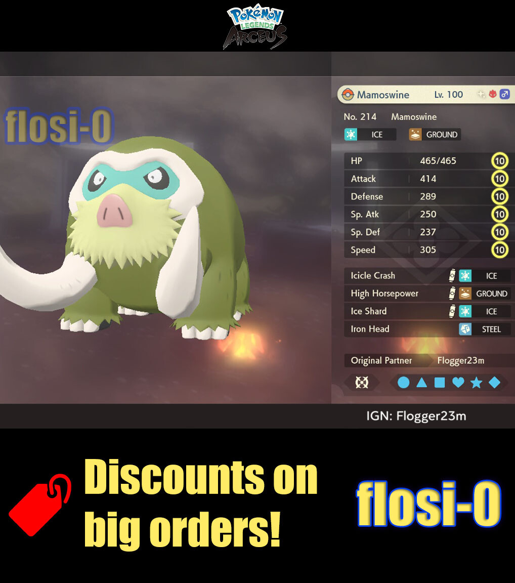 6IV Shiny Alpha Mamoswine Max Effort Level Pokemon Legends Arceus