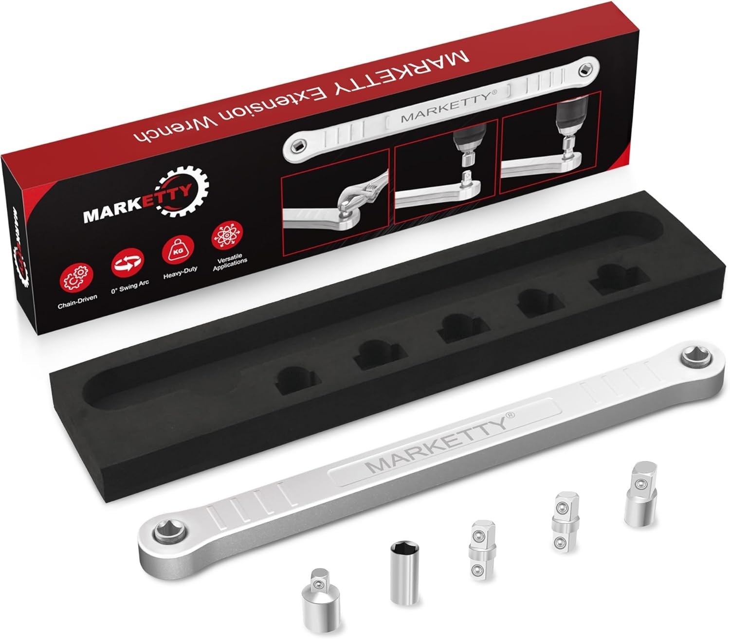 Offset Extension Wrench Impact Ready 3/8" for Tight Spaces, Wrench Extender T...