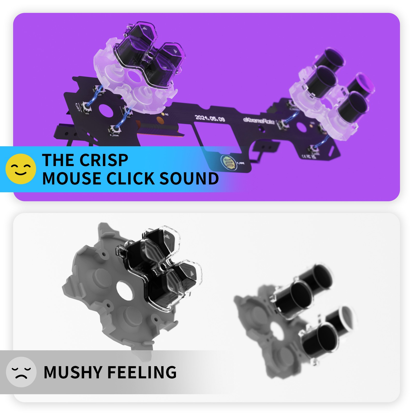 eXtremeRate Face Clicky Kit for PS5 Controller BDM-030/040/050/060 Face Buttons