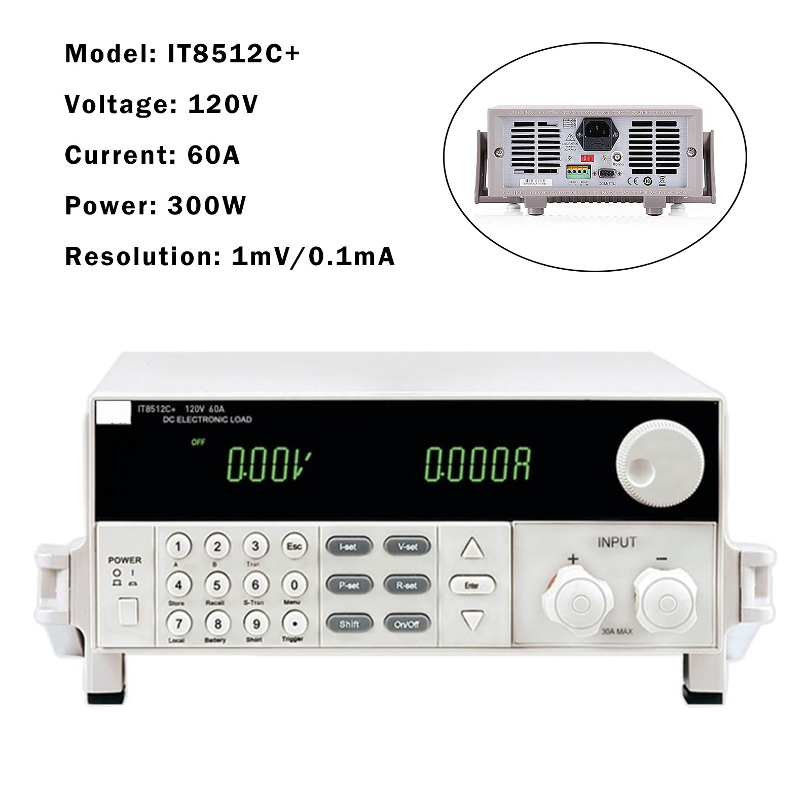 IT8512C+ 300W 120V 60A Programmable Electronic Load Battery Test