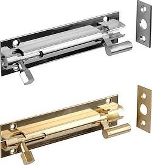 SOLID BRASS CRANKED NECKED SLIDING DOOR BOLTS IN 2 SIZE