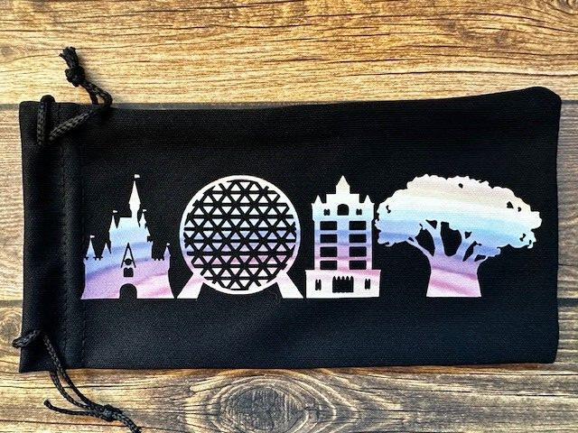 Soft Eye Sunglasses Accessory Pouch Pull Top Portable Black Epcot 4 Parks WDW