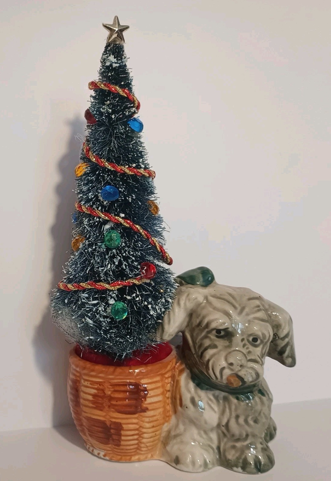 Vintage Occupied Japan Dog Mini Planter/Holiday Decor