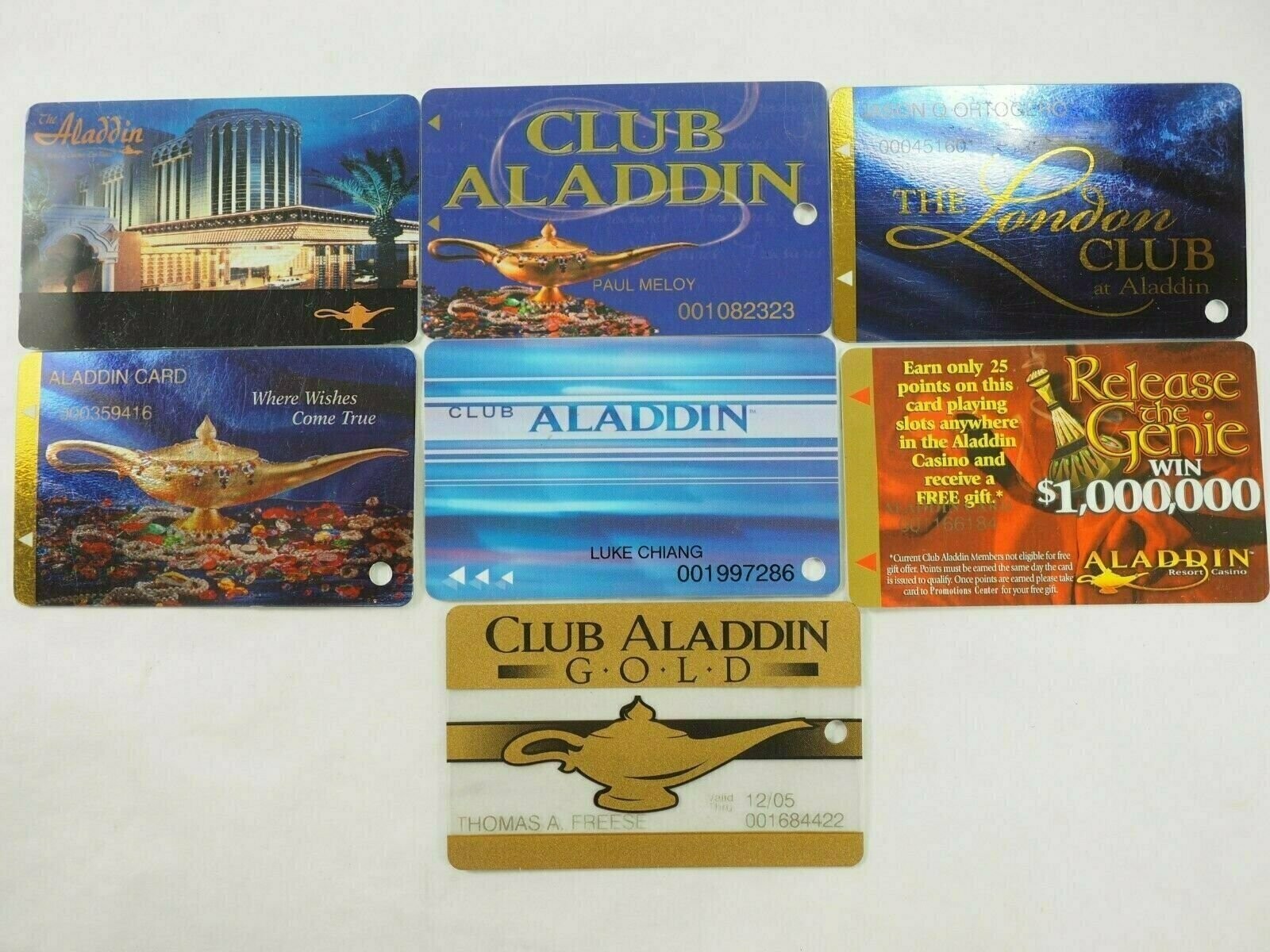 The Aladdin Hotel and Casino Las Vegas Players Club Cards 7 Types You Pick
