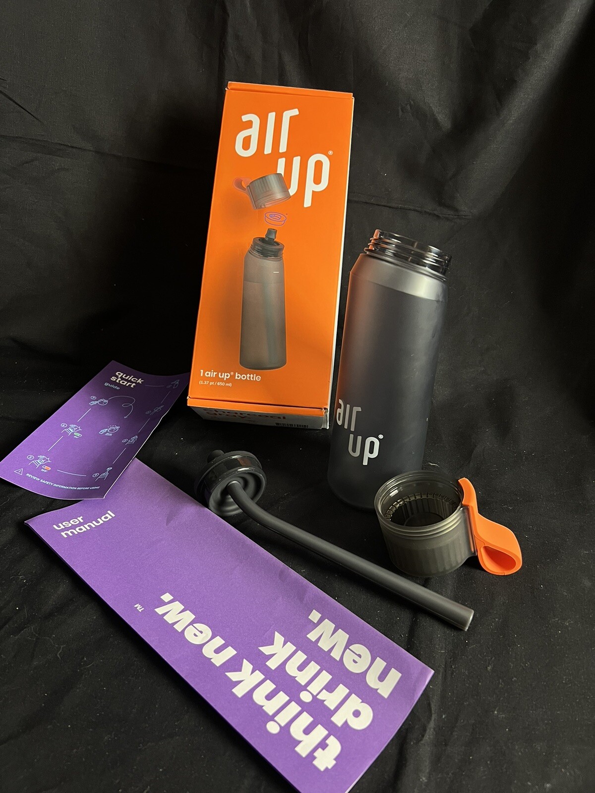 Air Up Water Bottle Straw Mouthpiece Black With Box Used Condition *No Pods