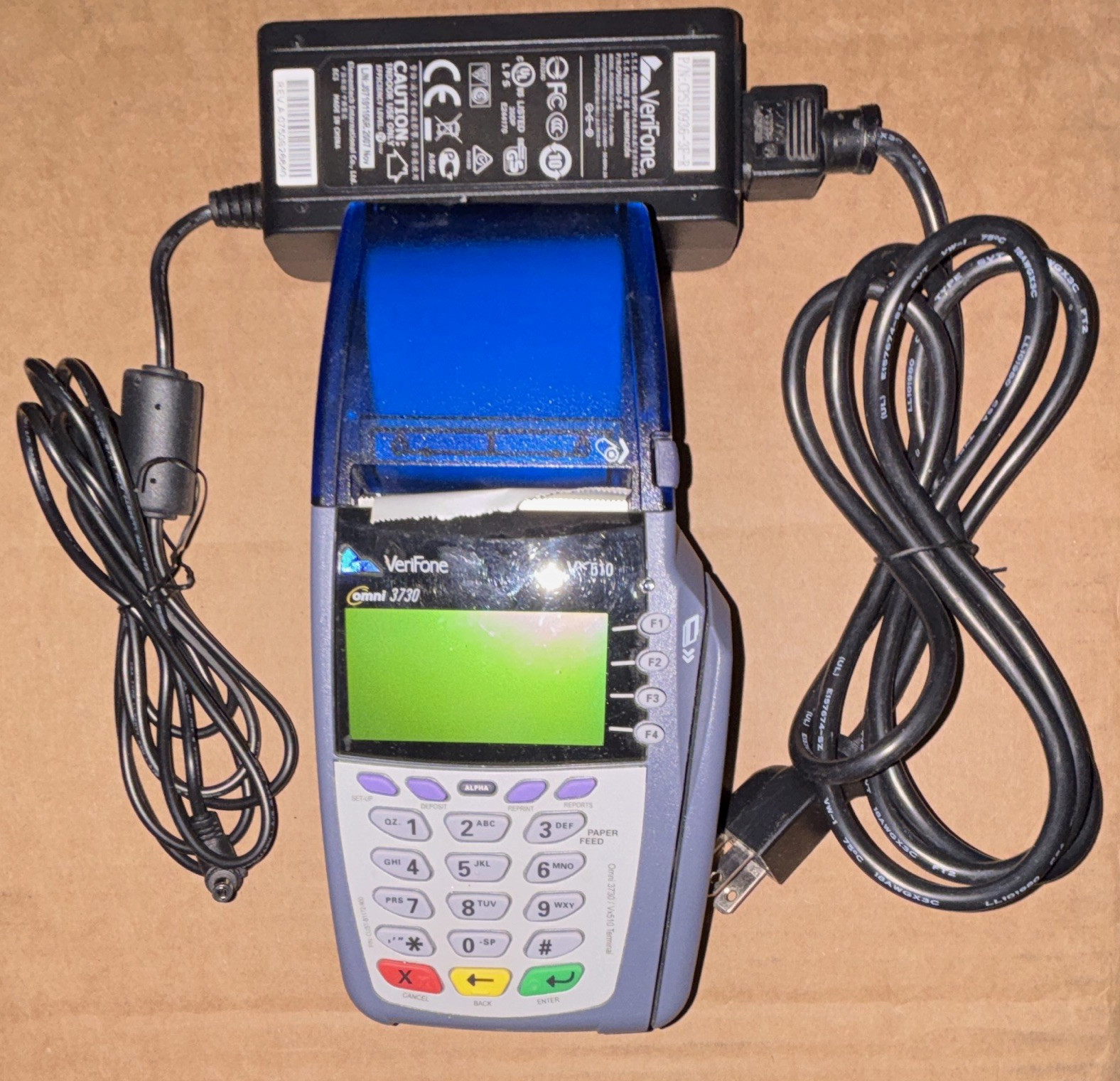 VeriFone VX510 Wired POS Credit Card Terminal w/ Power Adapter & Cables