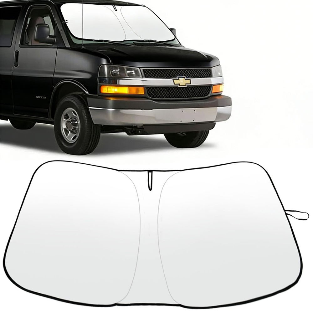 Front Window UV Block Sun Visor Shade Windshield Cover For 1996-25 Chevy Express