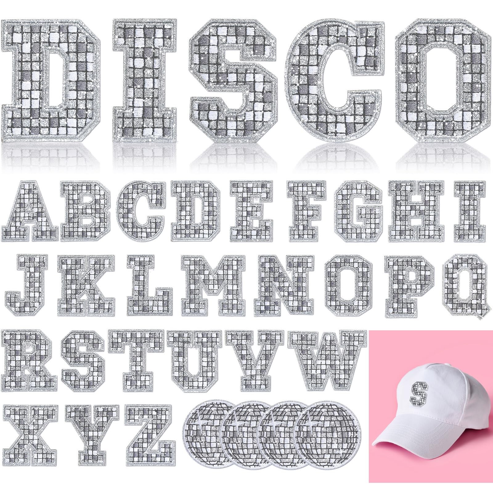 Lyrow 30 Pcs Disco Ball Iron on Patch 2.2 inches by 5.6 centimeters, silver