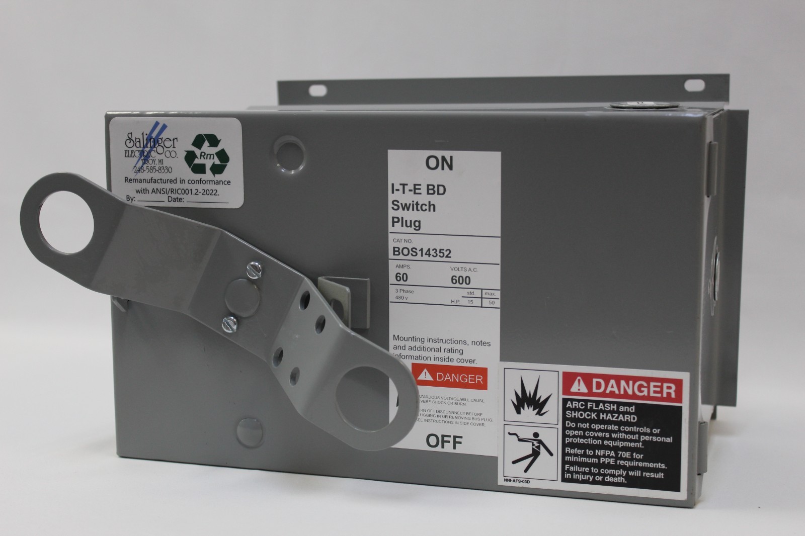 BOS14352 Siemens I.T.E. BD Switch Plug, RECON, 60 Amp 600V