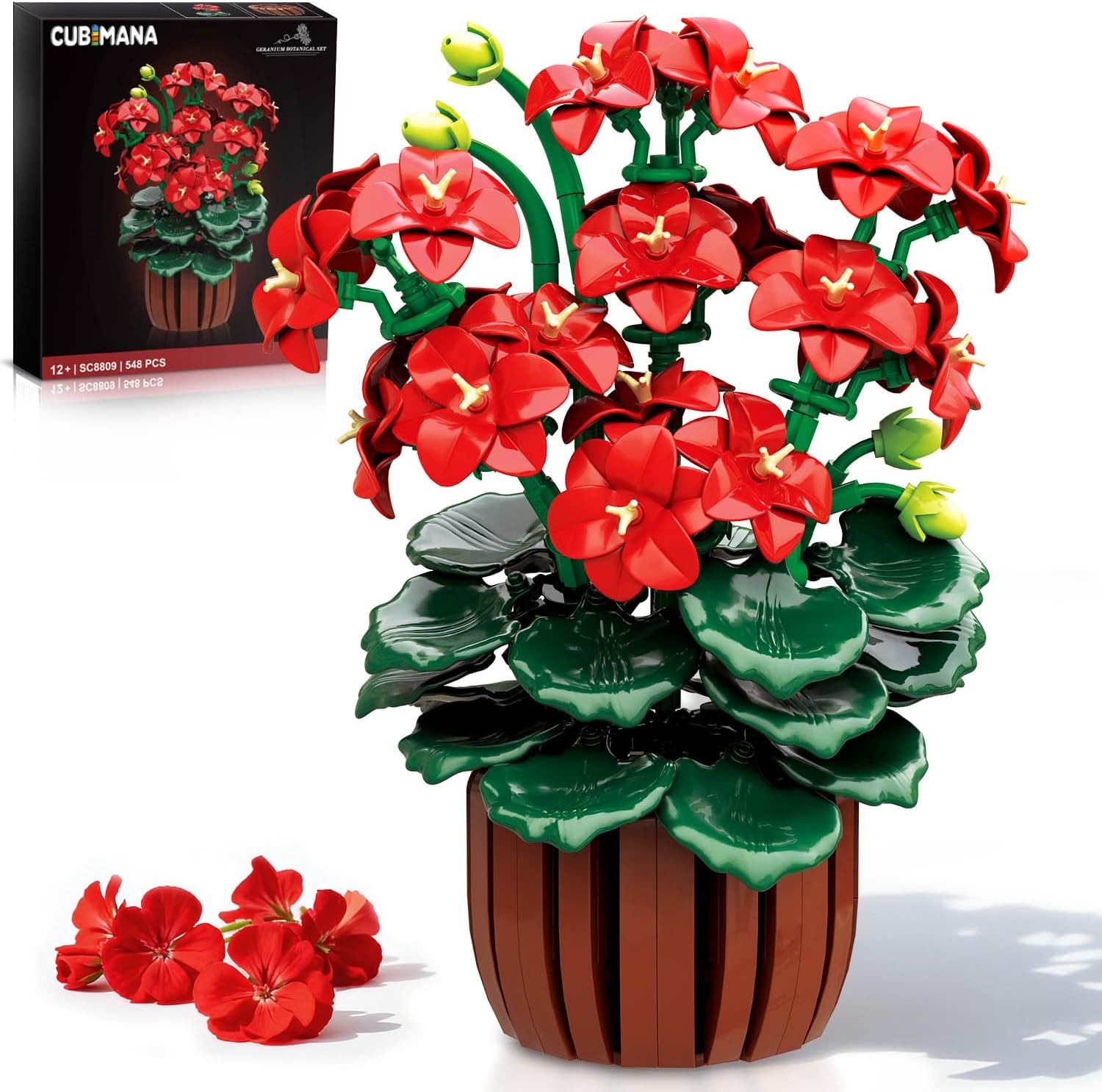 CUBIMANA Flowers Geranium Botanicals Building Set for Adults Women Ages 12+ |...