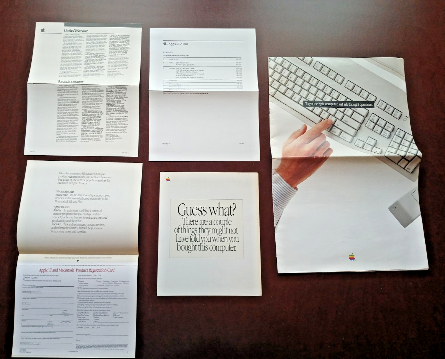 Vintage 1988 Apple IIc Plus Kit "Guess What?" Brochure Packing List 1990 Mac Lot