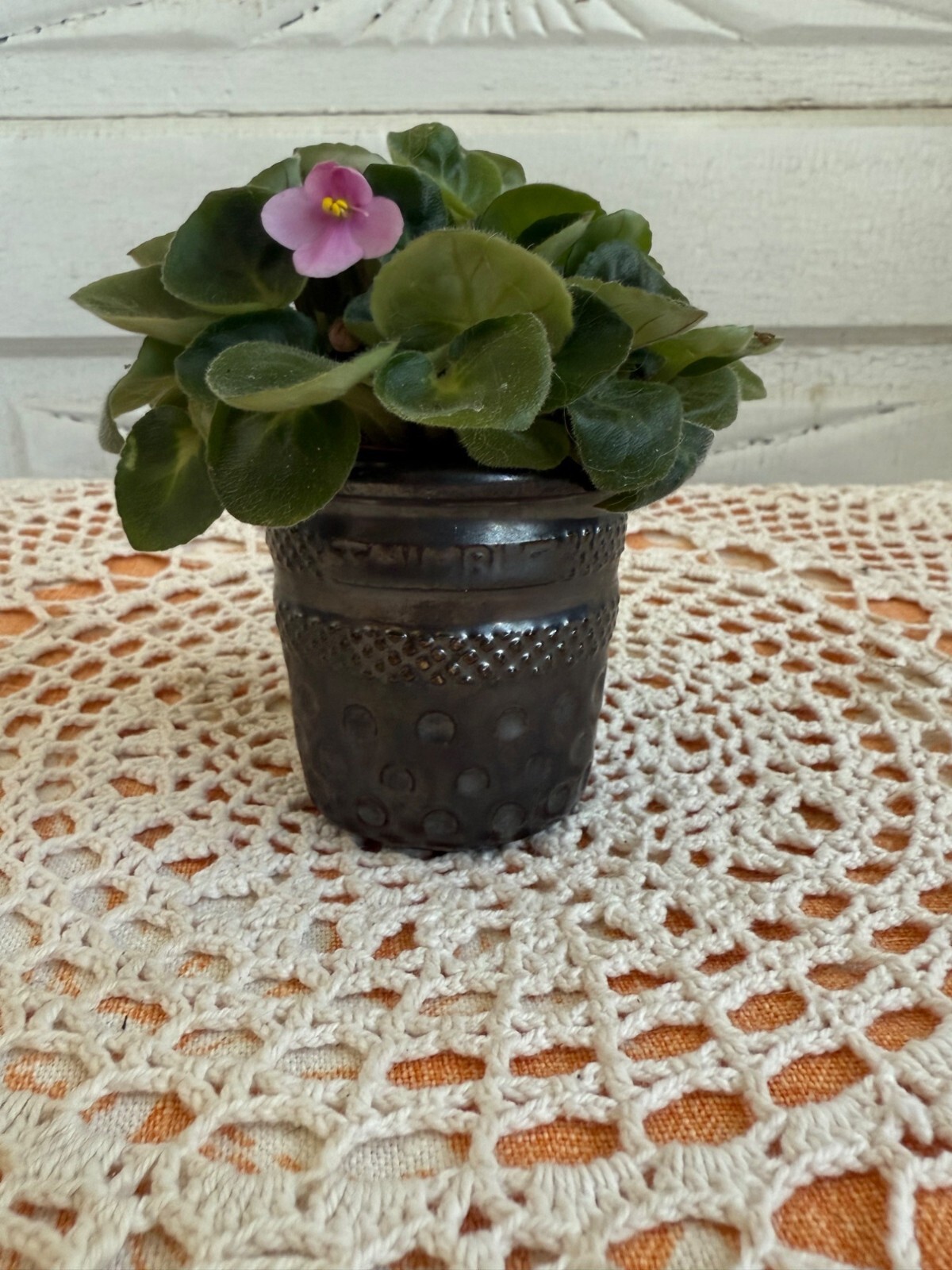 Vintage 70's Mini 3" Flower Pot Sewing Thimble Shape