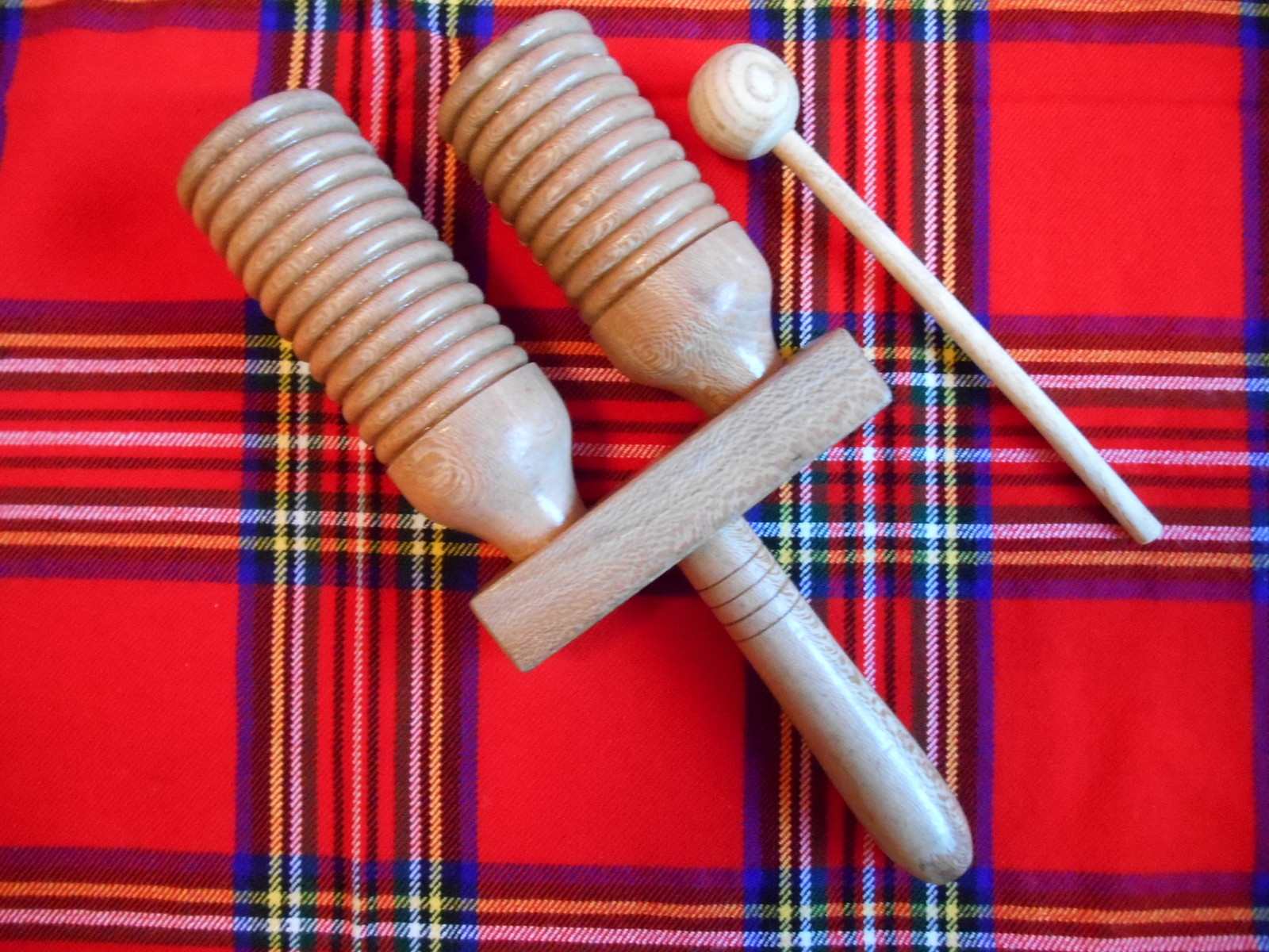 Percussion Instrument Agogo, Wooden Double Bell Tapered Handle