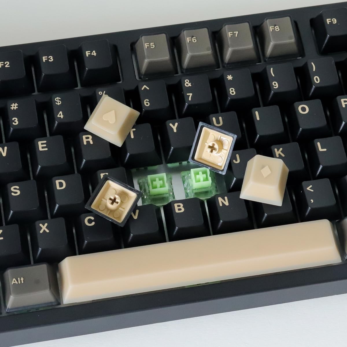 Black Translucent PBT Keycaps 163 Keys Double Shot Cherry Profile
