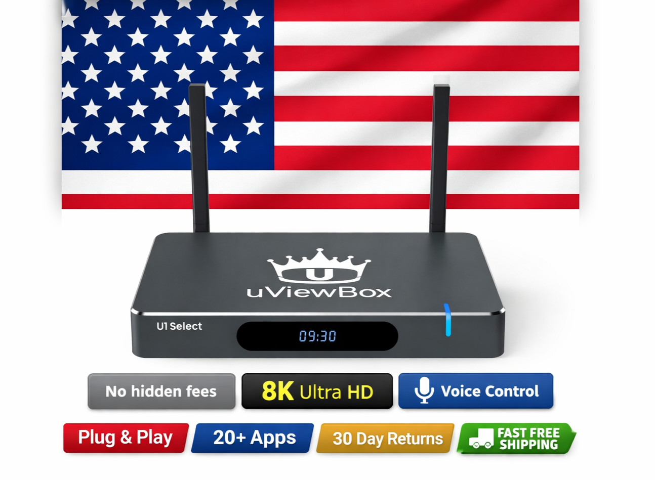 Sealed uViewBox U1 Select - 64GB - DVR - Voice Command - 7 day Playback - Ticket