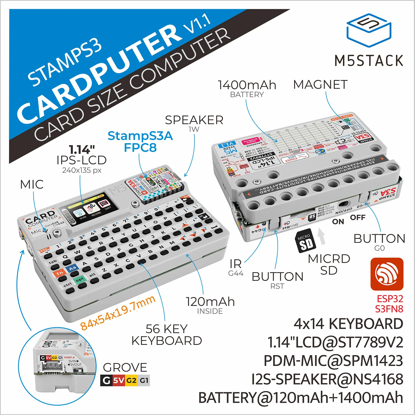 56-key Programmable Development Board StampS3A Card Computers