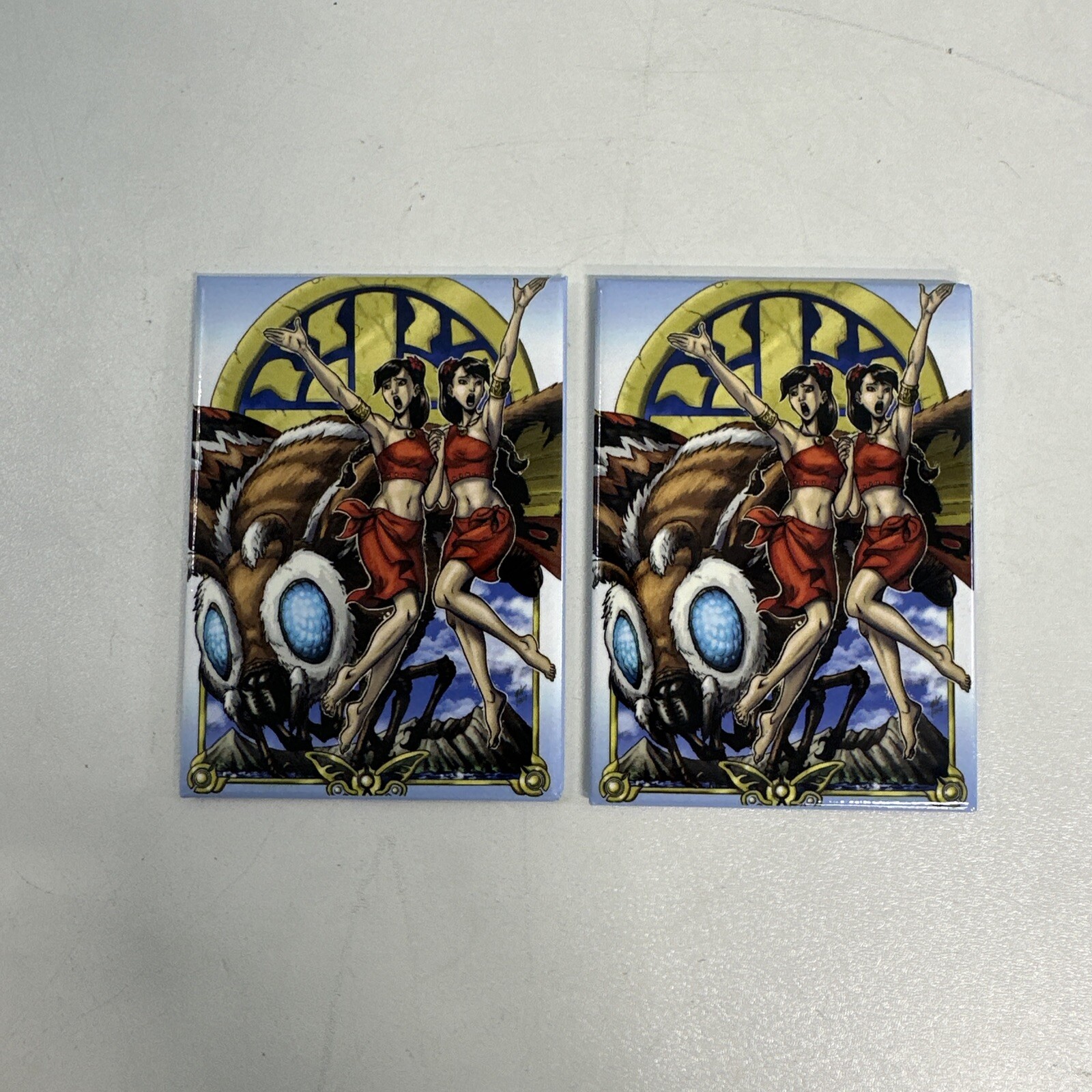 Mothera and Twins Comic Art Refrigerator Magnet 2-PACK 2.5x3.5 inches