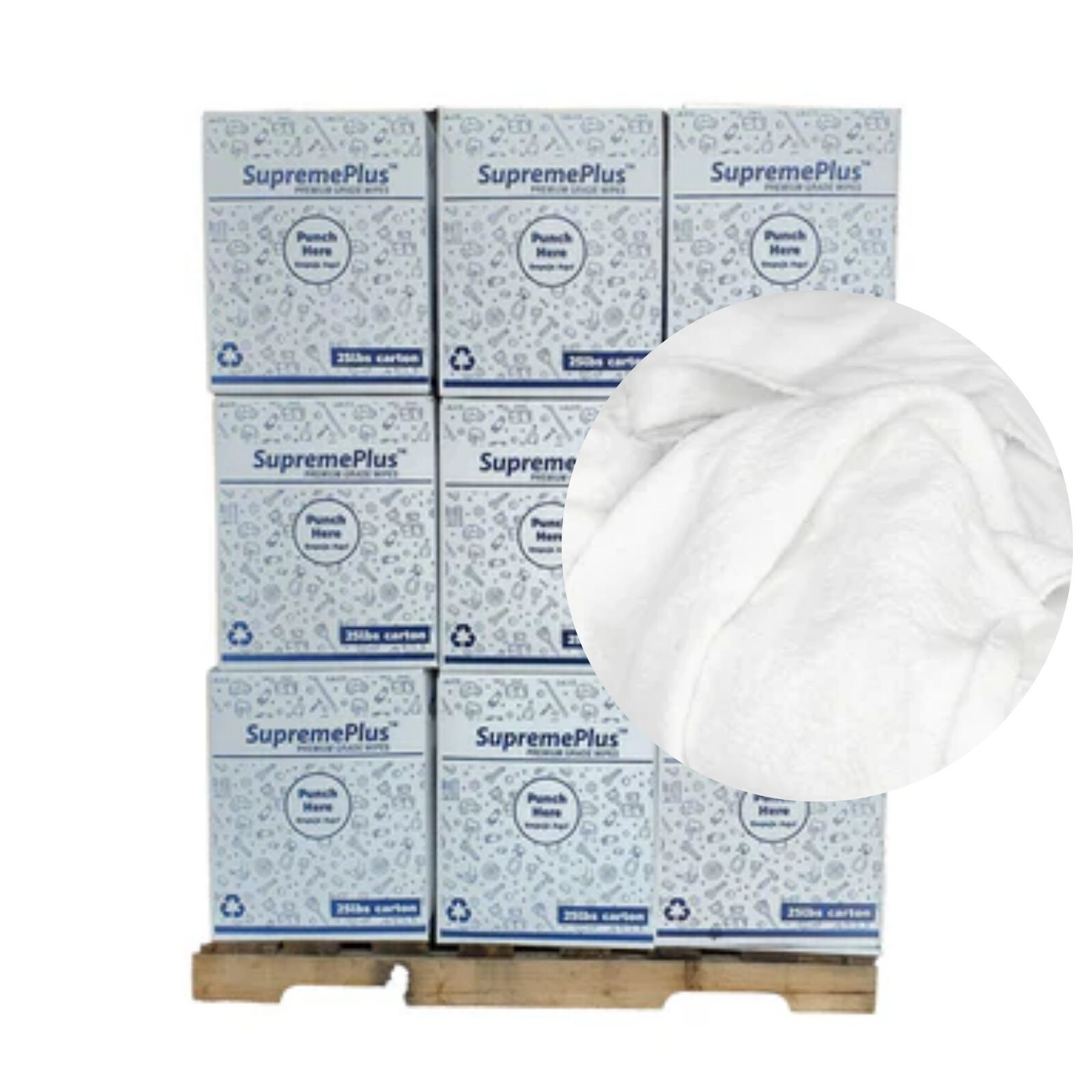 White Fleece Cotton Cleaning Rags - 600 lbs. Pallet 24 x 25 lbs. Boxes